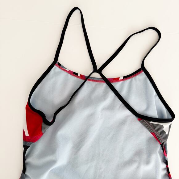 [Nike] Red Black Star Print Thin Strap One-Piece Competition Swimsuit Size 10/36 - Picture 4 of 11